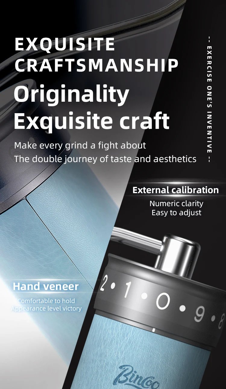 Bincoo Manual Coffee Grinder&ndash; Portable with Carry Bag External Grind Ideal for Home,Travel Adjustment Hander Grinder