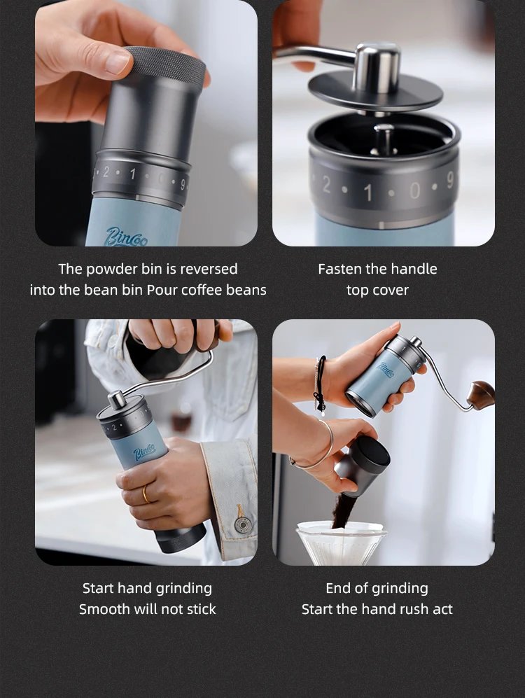 Bincoo Manual Coffee Grinder&ndash; Portable with Carry Bag External Grind Ideal for Home,Travel Adjustment Hander Grinder
