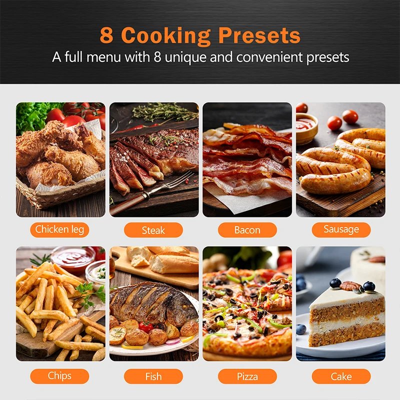 CROWNFUL Air Fryer 7L Touch-screen Display Air Fryer Oven with 8 Cooking Programs Oilless Electric Cooker and Nonstick Basket