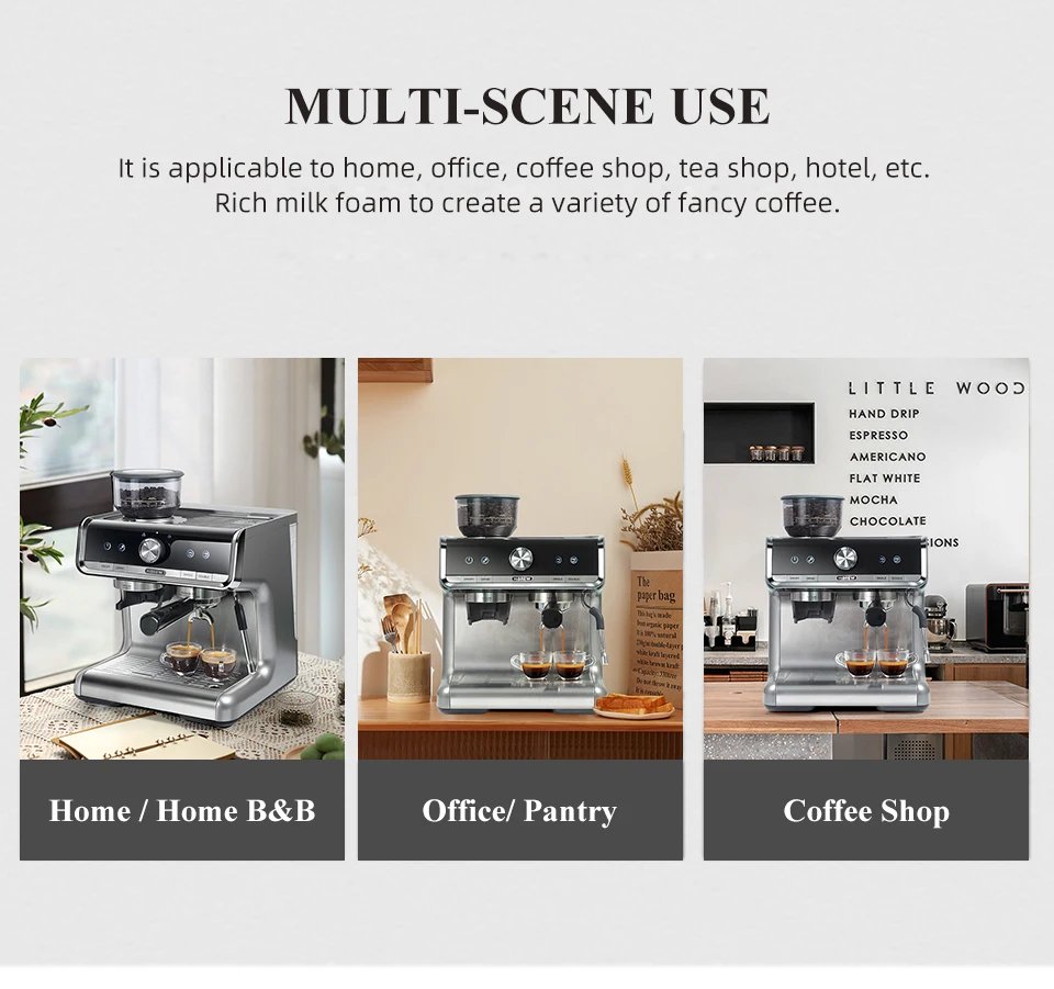 HiBREW  Barista Pro 20Bar Bean to Espresso,Cafetera  Commercial Level Coffee Machine with Full Kit for Cafe Hotel Restaurant H7