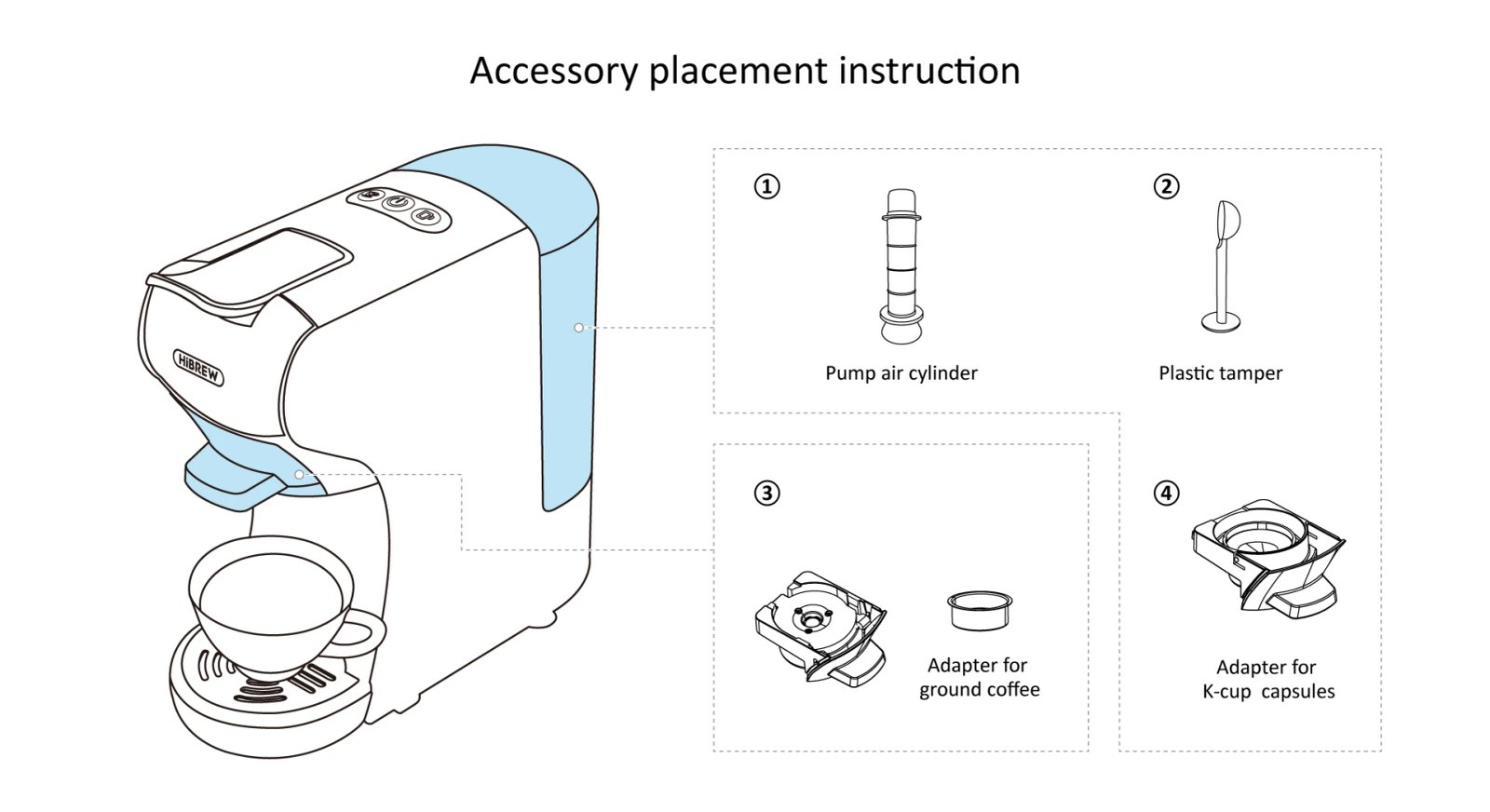 HiBREW Coffee Machine 19 Bar 4in1 Hot & Cold Multiple Capsule Espresso Cafetera Pod Coffee Maker Dolce Milk Nexpresso Powder H1A