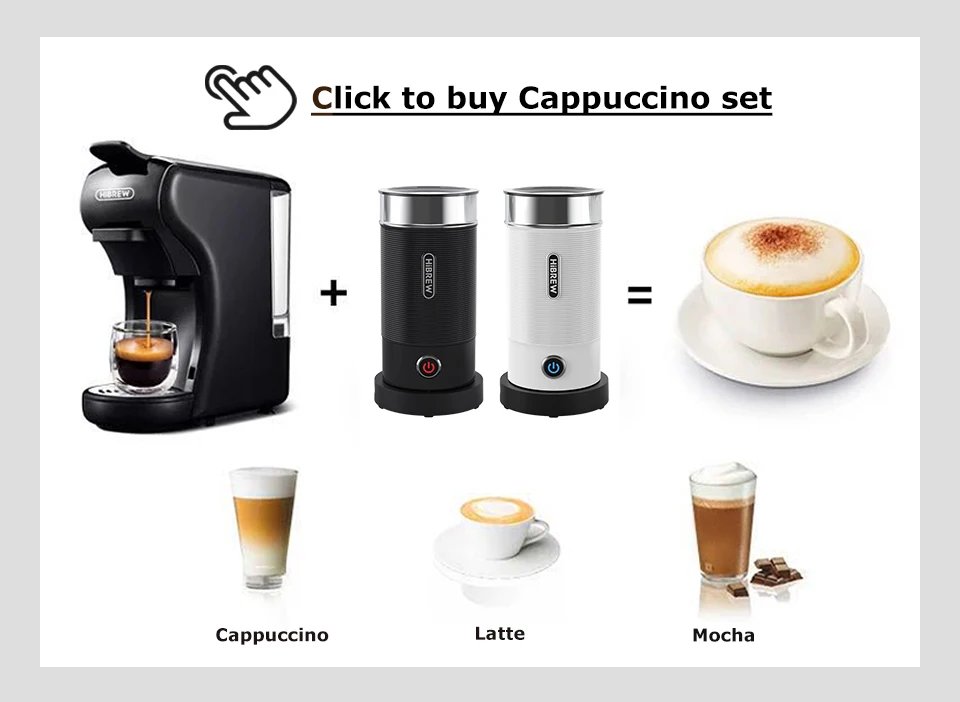 HiBREW Coffee Machine 19 Bar 4in1 Hot & Cold Multiple Capsule Espresso Cafetera Pod Coffee Maker Dolce Milk Nexpresso Powder H1A