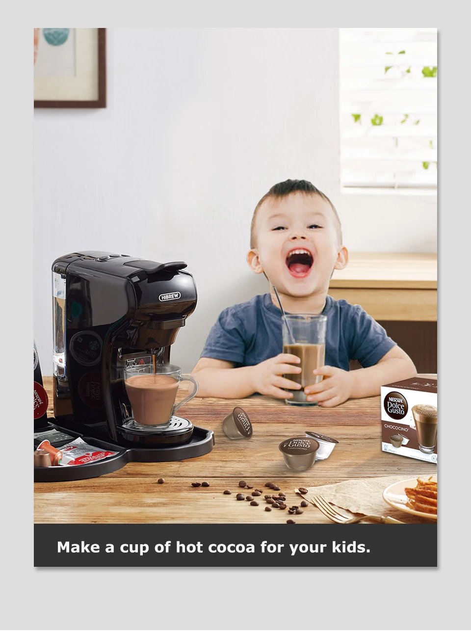 HiBREW Coffee Machine 19 Bar 4in1 Hot & Cold Multiple Capsule Espresso Cafetera Pod Coffee Maker Dolce Milk Nexpresso Powder H1A