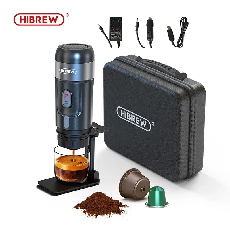 HiBREW Portable Coffee Machine for Car & Home,DC12V Expresso Coffee Maker Fit Nexpresso Dolce Pod Capsule Coffee Powder H4A