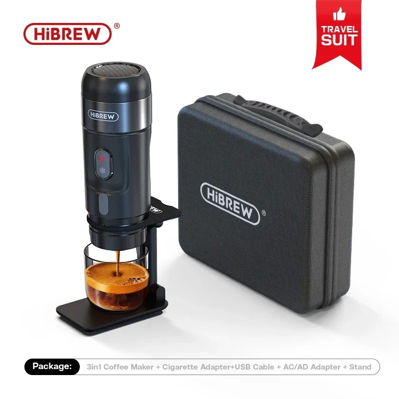 HiBREW Portable Coffee Machine for Car & Home,DC12V Expresso Coffee Maker Fit Nexpresso Dolce Pod Capsule Coffee Powder H4A