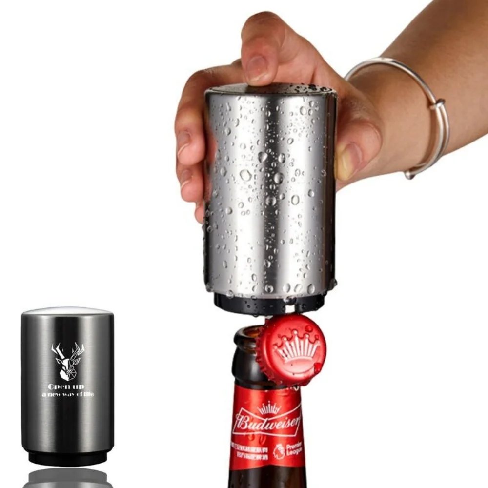 1PC Stainless Steel Automatic Beer Bottle Opener Kitchen Tool For Soda And Red Wine Cap Opening Bar Accessory
