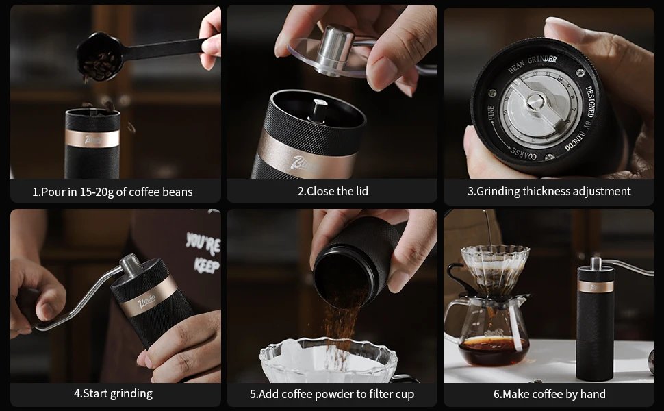 Manual Coffee Grinder,Hand Espresso Grinder with Stainless Steel Conical Burr,Coffee Bean Grinder with Portable Carry Bag