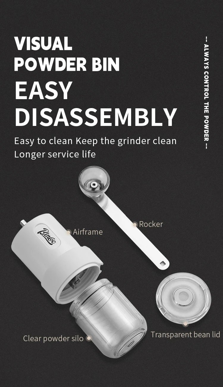 Bincoo Portable Manual Coffee Bean Grinder with Conical Ceramic Burr, Foldable Coffee Grinder for Outdoor Traveling Camping, Adj