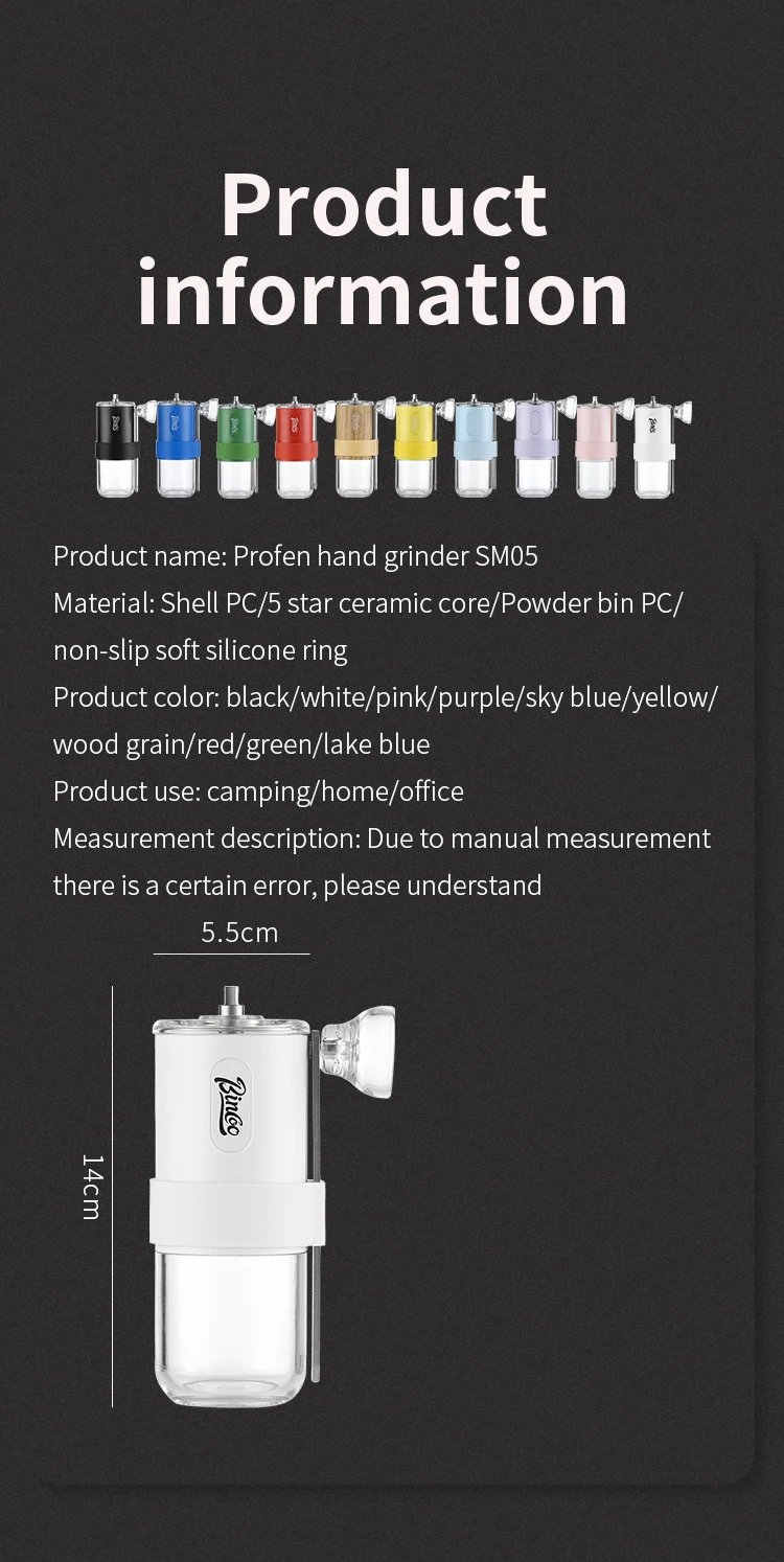 Bincoo Portable Manual Coffee Bean Grinder with Conical Ceramic Burr, Foldable Coffee Grinder for Outdoor Traveling Camping, Adj