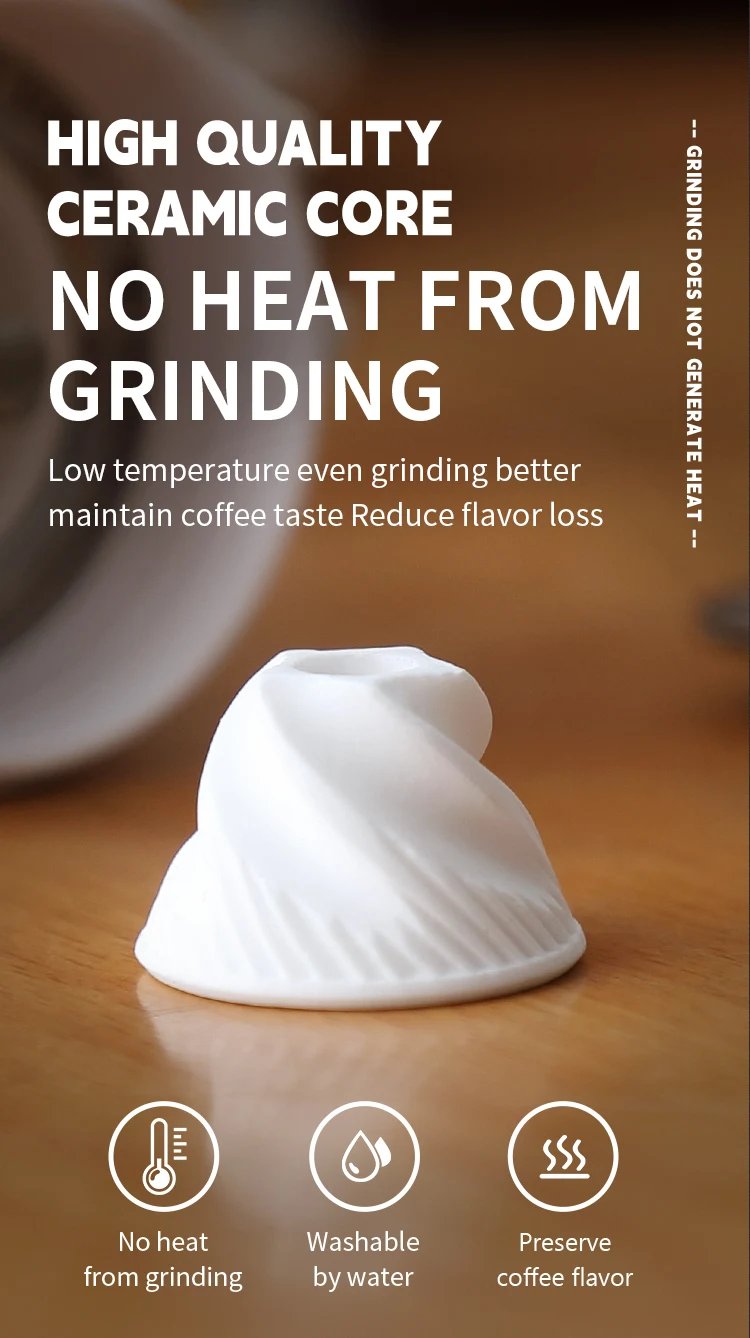 Bincoo Portable Manual Coffee Bean Grinder with Conical Ceramic Burr, Foldable Coffee Grinder for Outdoor Traveling Camping, Adj