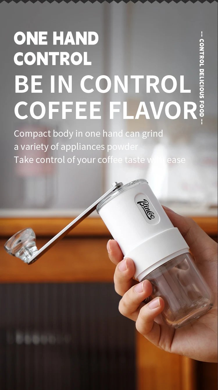 Bincoo Portable Manual Coffee Bean Grinder with Conical Ceramic Burr, Foldable Coffee Grinder for Outdoor Traveling Camping, Adj