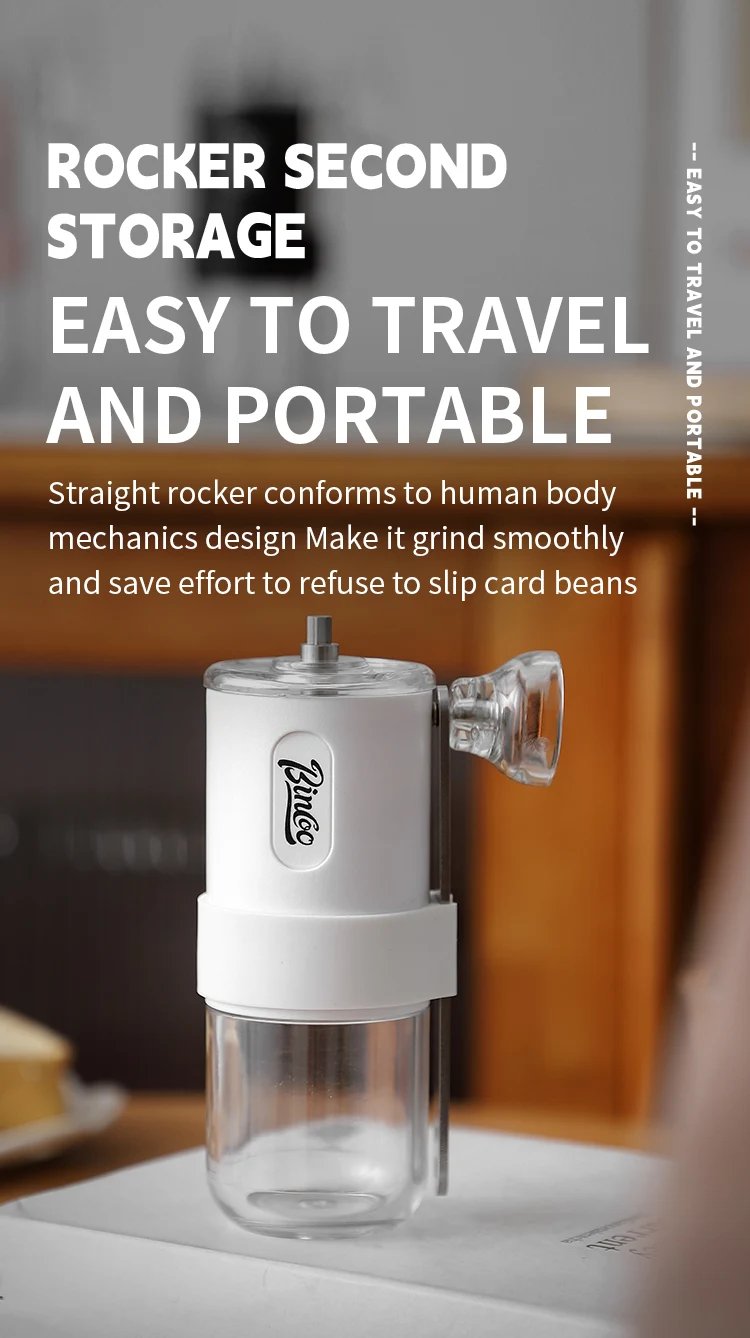 Bincoo Portable Manual Coffee Bean Grinder with Conical Ceramic Burr, Foldable Coffee Grinder for Outdoor Traveling Camping, Adj