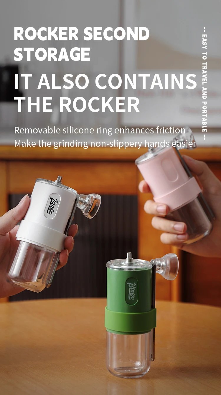 Bincoo Portable Manual Coffee Bean Grinder with Conical Ceramic Burr, Foldable Coffee Grinder for Outdoor Traveling Camping, Adj