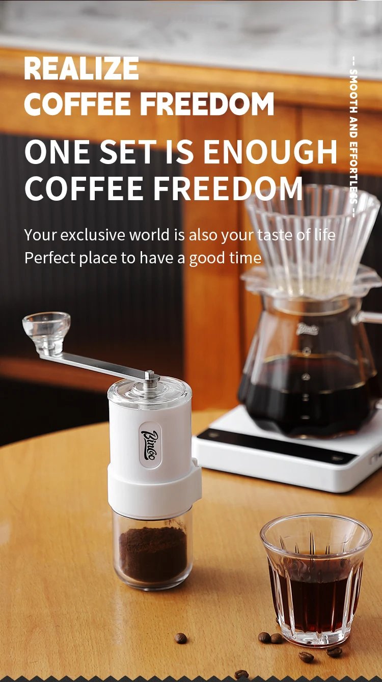 Bincoo Portable Manual Coffee Bean Grinder with Conical Ceramic Burr, Foldable Coffee Grinder for Outdoor Traveling Camping, Adj