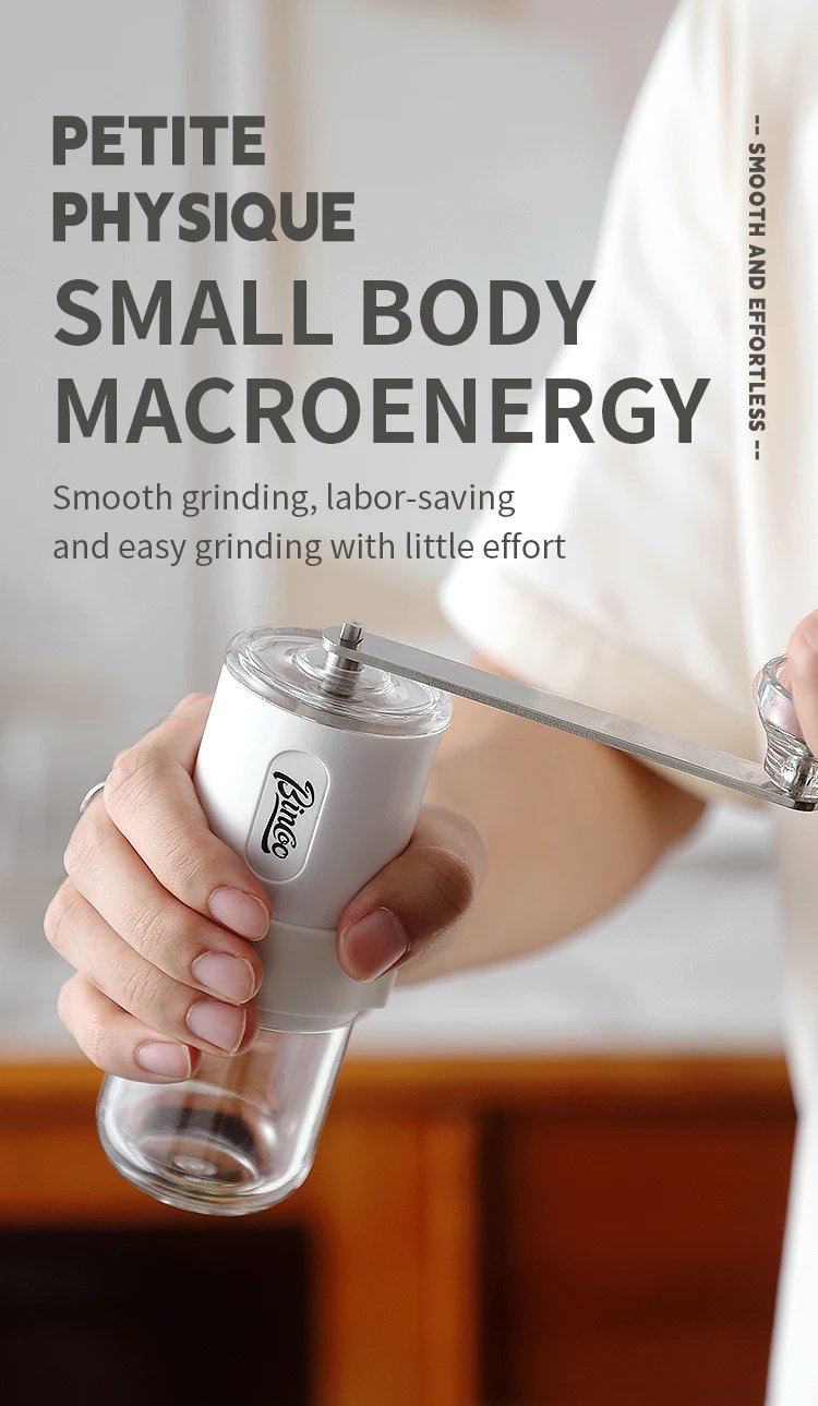 Bincoo Portable Manual Coffee Bean Grinder with Conical Ceramic Burr, Foldable Coffee Grinder for Outdoor Traveling Camping, Adj