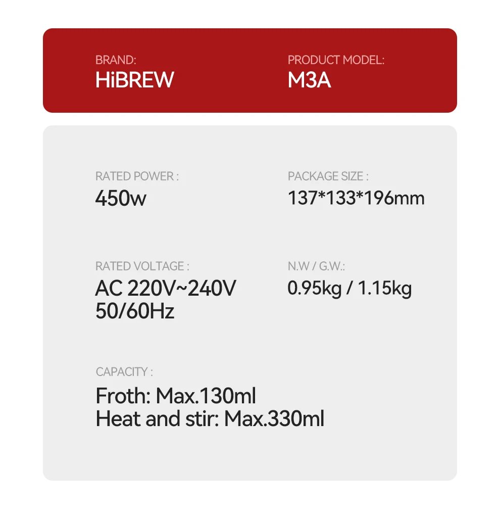 HiBREW 4 in 1 Milk Frother Frothing Foamer Fully automatic Milk Warmer Cold/Hot Latte Cappuccino Chocolate Protein powder M3A