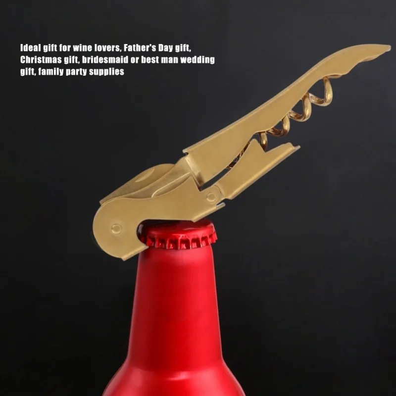 Sea Horse Corkscrew Wine Tool Bottle Opener Knife Stainless Steel Hippocampus Can Opener Double Hinged CorkscrewGold