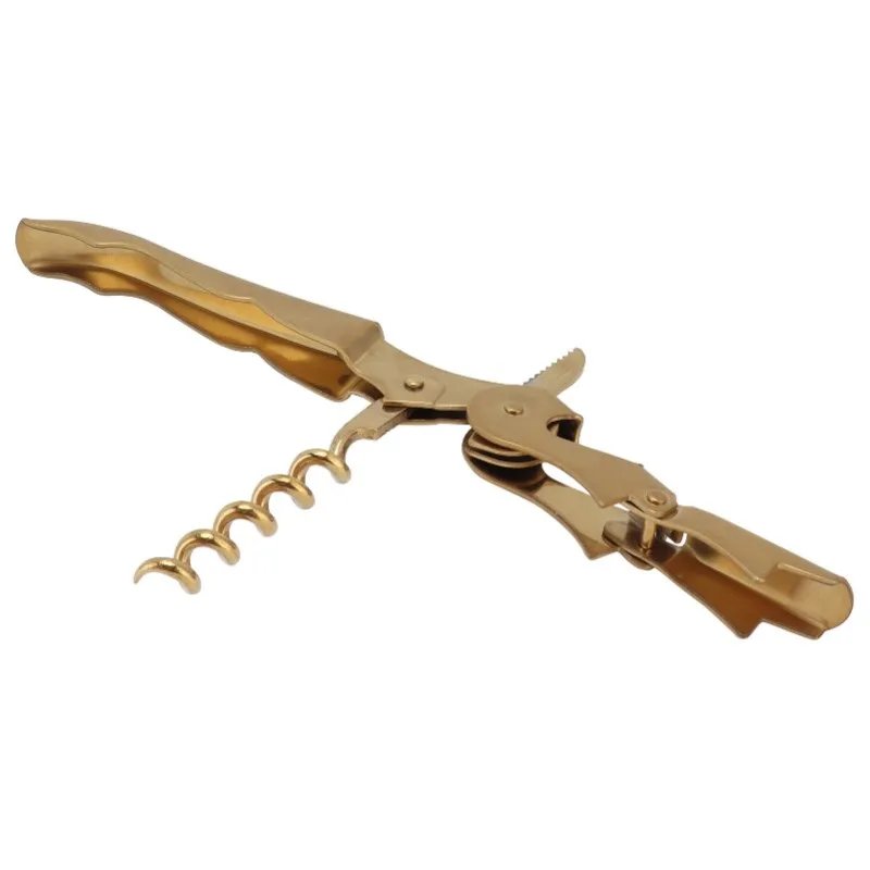 Sea Horse Corkscrew Wine Tool Bottle Opener Knife Stainless Steel Hippocampus Can Opener Double Hinged CorkscrewGold