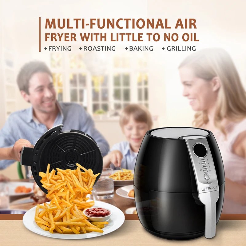 ULTREAN 4L Air Fryer Electric Hot fryer Oil-free Auto Household Kitchen 360&deg;Baking Convection Oven Deep Fryer with Touch Control