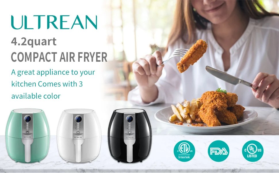 ULTREAN 4L Air Fryer Electric Hot fryer Oil-free Auto Household Kitchen 360&deg;Baking Convection Oven Deep Fryer with Touch Control
