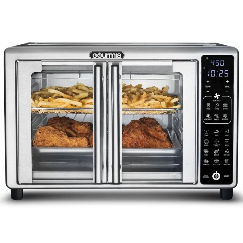 New Gourmia 1700W 6-Slice Digital Toaster Oven Air Fryer, 19 One-Touch Presets, 24L, Stainless Steel