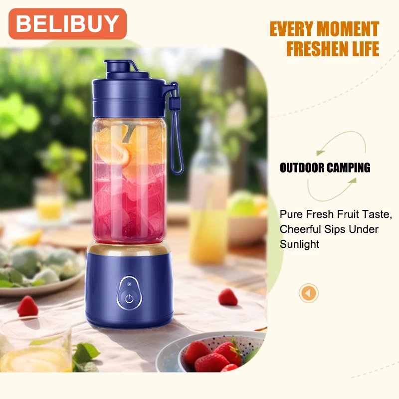 Portable Blender Electric Juicer 600ML Fruit Mixers 2000mAh USB Rechargeable Smoothie Mini Blender Multifunction Juice Maker