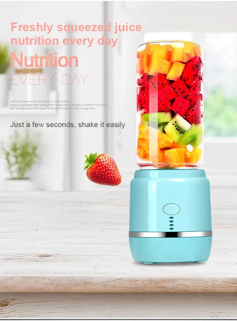 Portable Electric Fruit Juicer Wireless USB Rechargeable 6 Blades Mini Mixer Multifunction Summer Smoothie Blender Machine