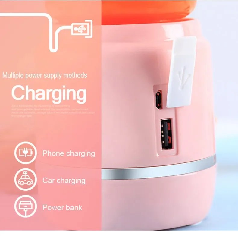 Portable Electric Fruit Juicer Wireless USB Rechargeable 6 Blades Mini Mixer Multifunction Summer Smoothie Blender Machine Portable Electric Fruit Juicer Wireless USB Rechargeable 6 Blades Mini Mixer Multifunction Summer Smoothie Blender Machine