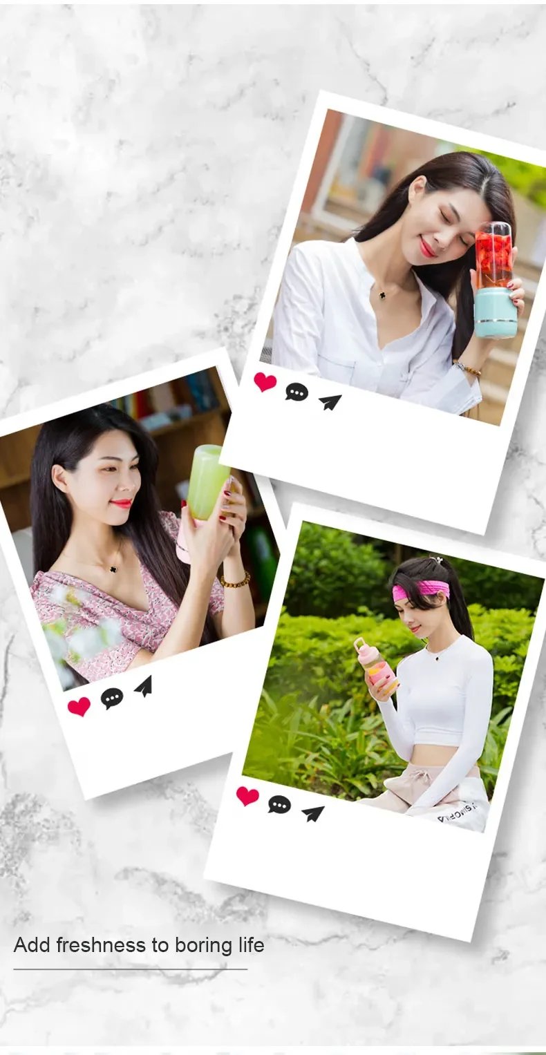 Portable Electric Fruit Juicer Wireless USB Rechargeable 6 Blades Mini Mixer Multifunction Summer Smoothie Blender Machine