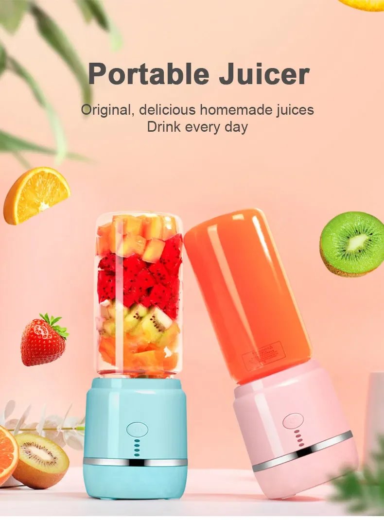 Portable Electric Fruit Juicer Wireless USB Rechargeable 6 Blades Mini Mixer Multifunction Summer Smoothie Blender Machine