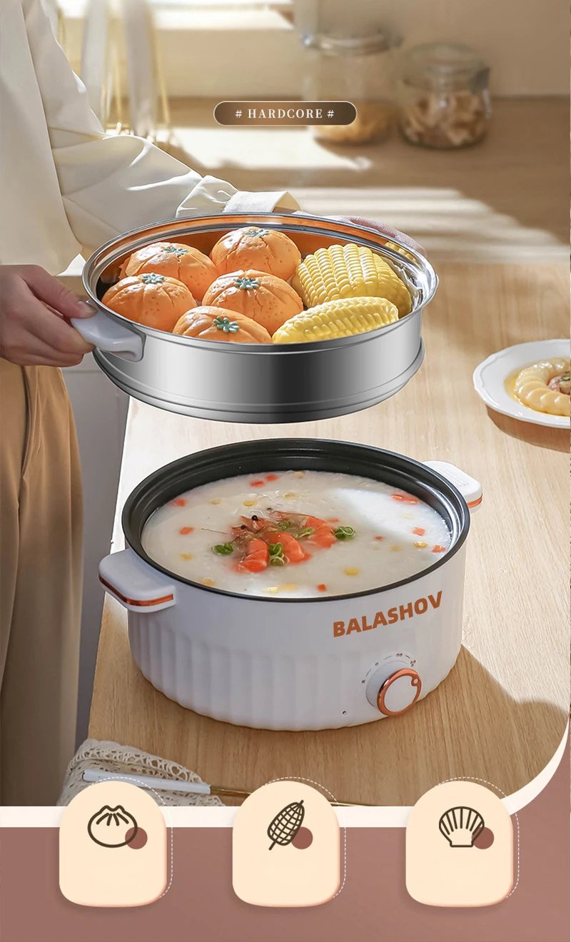 3L Portable Electric Rice Cooker 110V US Multifunctional Double Layer Pan Non-stick Cookware for Kitchen and Home Appliance