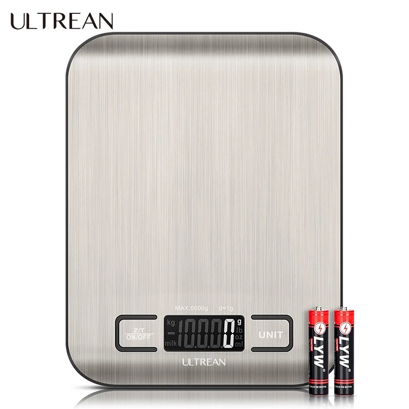 ULTREAN Digital Kitchen Scale 5000g/1g Multifunction Electric Food Scale LCD Display High Precise Waterproff Measuring Scale