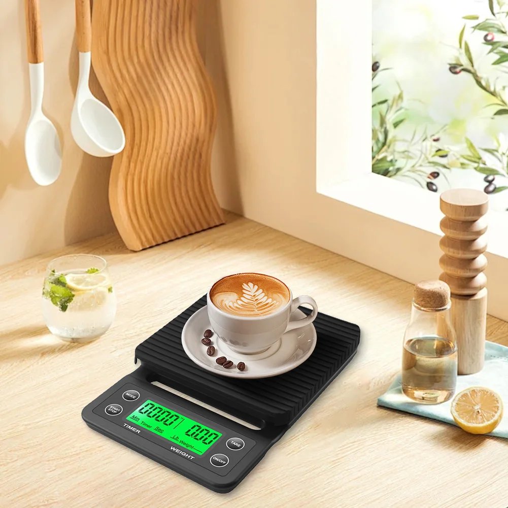 5/3kg LCD Kitchen Coffee Scale with Timing Digital Display Timer Coffee Weight Tool High Precision Measuring Precision LCD Scale