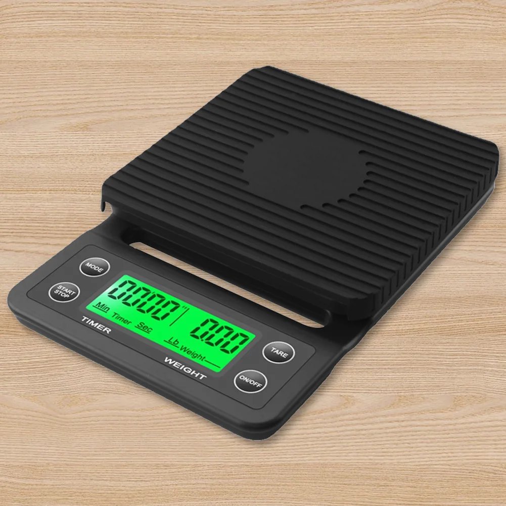 5/3kg LCD Kitchen Coffee Scale with Timing Digital Display Timer Coffee Weight Tool High Precision Measuring Precision LCD Scale