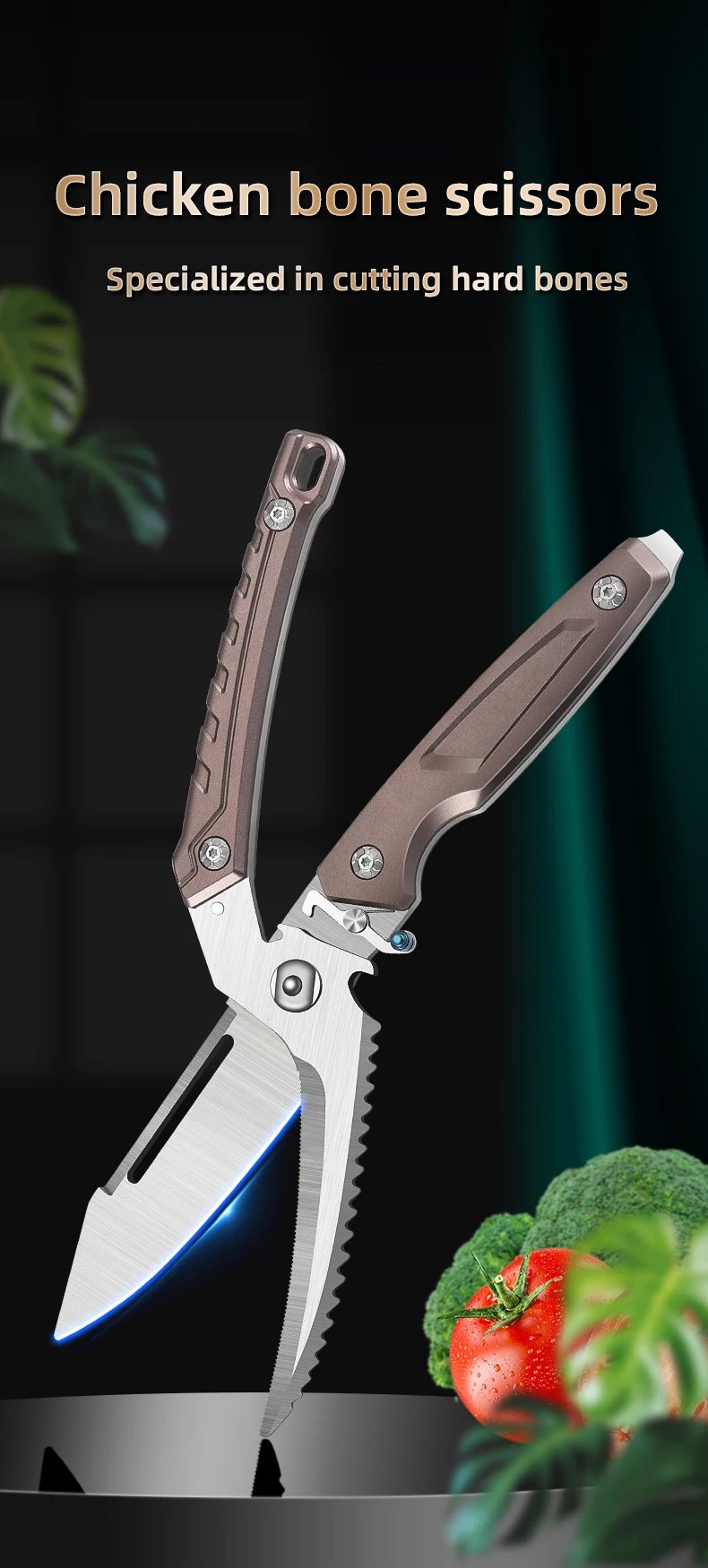 Heavy Duty Poultry Shears - A Must Have Kitchen Shears for Chicken and Meat Cutting - Stainless Food Kitchen Scissors