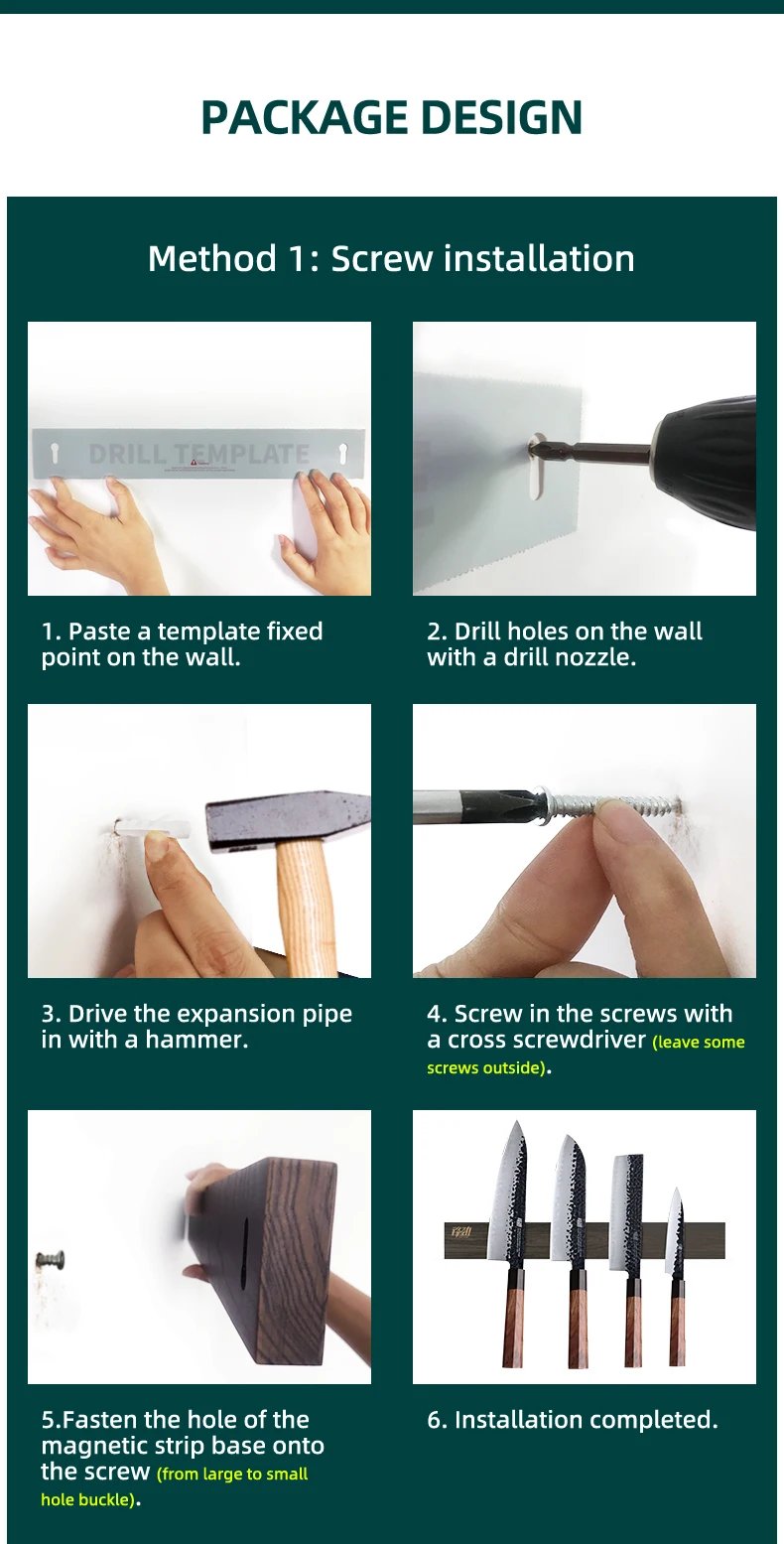 FINDKING New Design Powerful Magnetic Knife Strip Handmade Ash Wood Knives Holder Wall Mount Block  3pcs 12' 16' 18 inch Rack