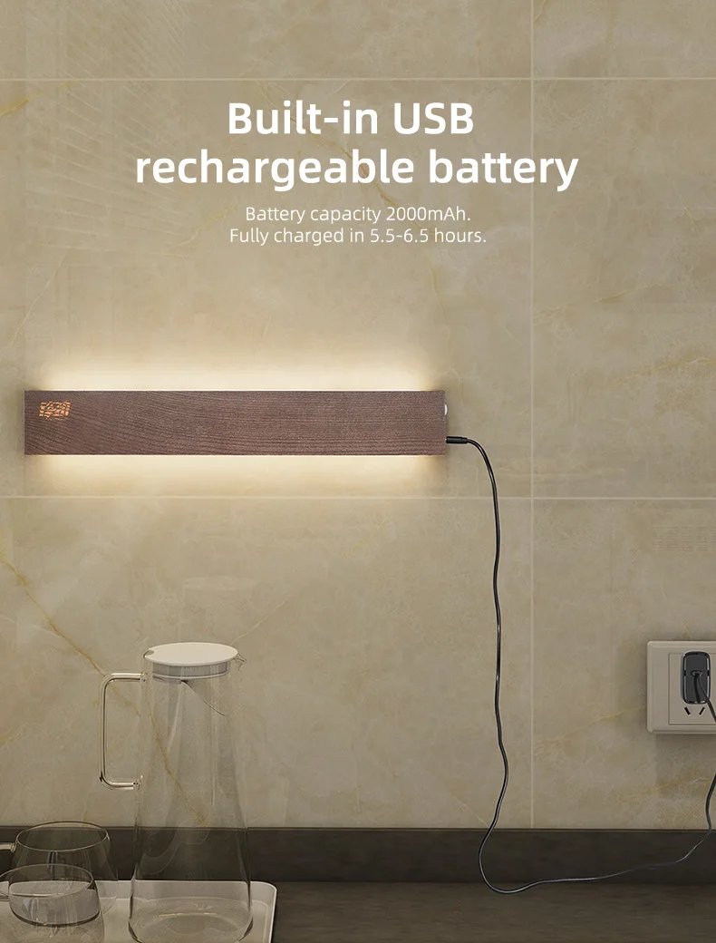 FINDKING New Design Powerful LED Lighted Magnetic Knife Strip Handmade Ash Wood Knives Holder Wall Mount Block  16' 18 inch Rack