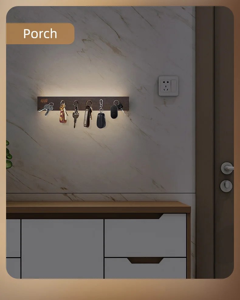 FINDKING New Design Powerful LED Lighted Magnetic Knife Strip Handmade Ash Wood Knives Holder Wall Mount Block  16' 18 inch Rack