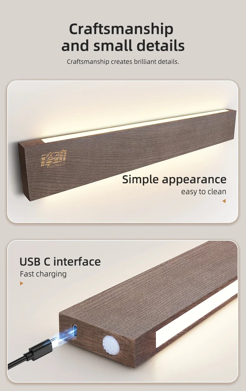 FINDKING New Design Powerful LED Lighted Magnetic Knife Strip Handmade Ash Wood Knives Holder Wall Mount Block  16' 18 inch Rack