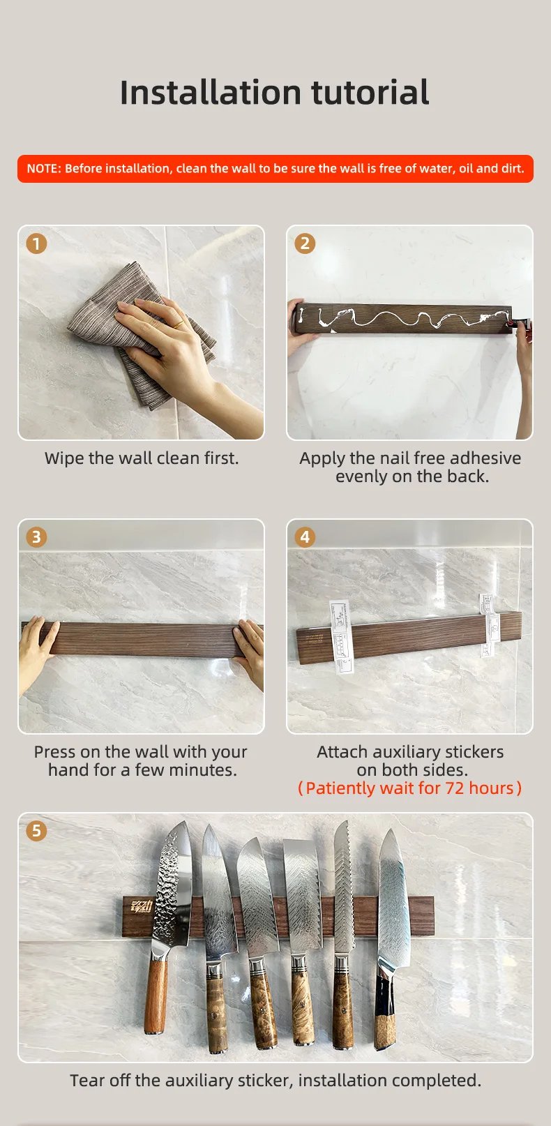 FINDKING New Design Powerful LED Lighted Magnetic Knife Strip Handmade Ash Wood Knives Holder Wall Mount Block  16' 18 inch Rack