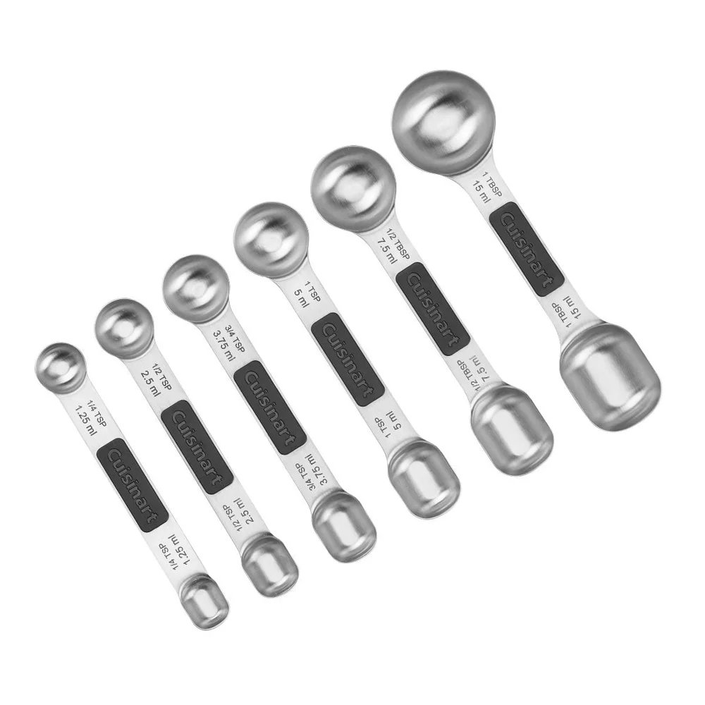 Stainless Steel Magnetic Measuring Spoons Set of 6 Dual-Headed Kitchen Utensils with Heavy-Duty Magnetic Storage Easy Access
