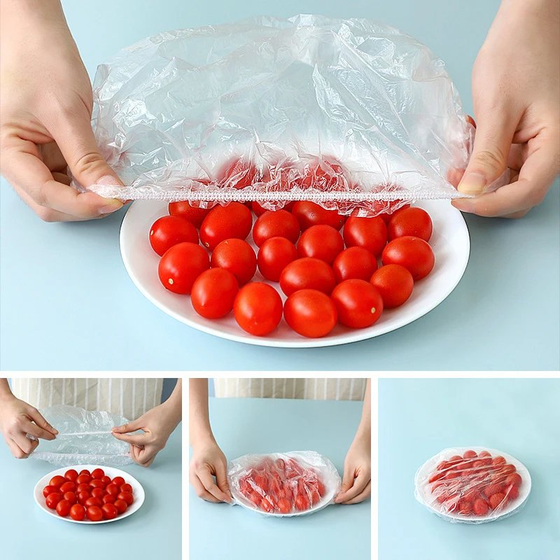 100 Reusable Food Storage Covers Keep Fresh Food Plastic Wrap Plate Clings Film