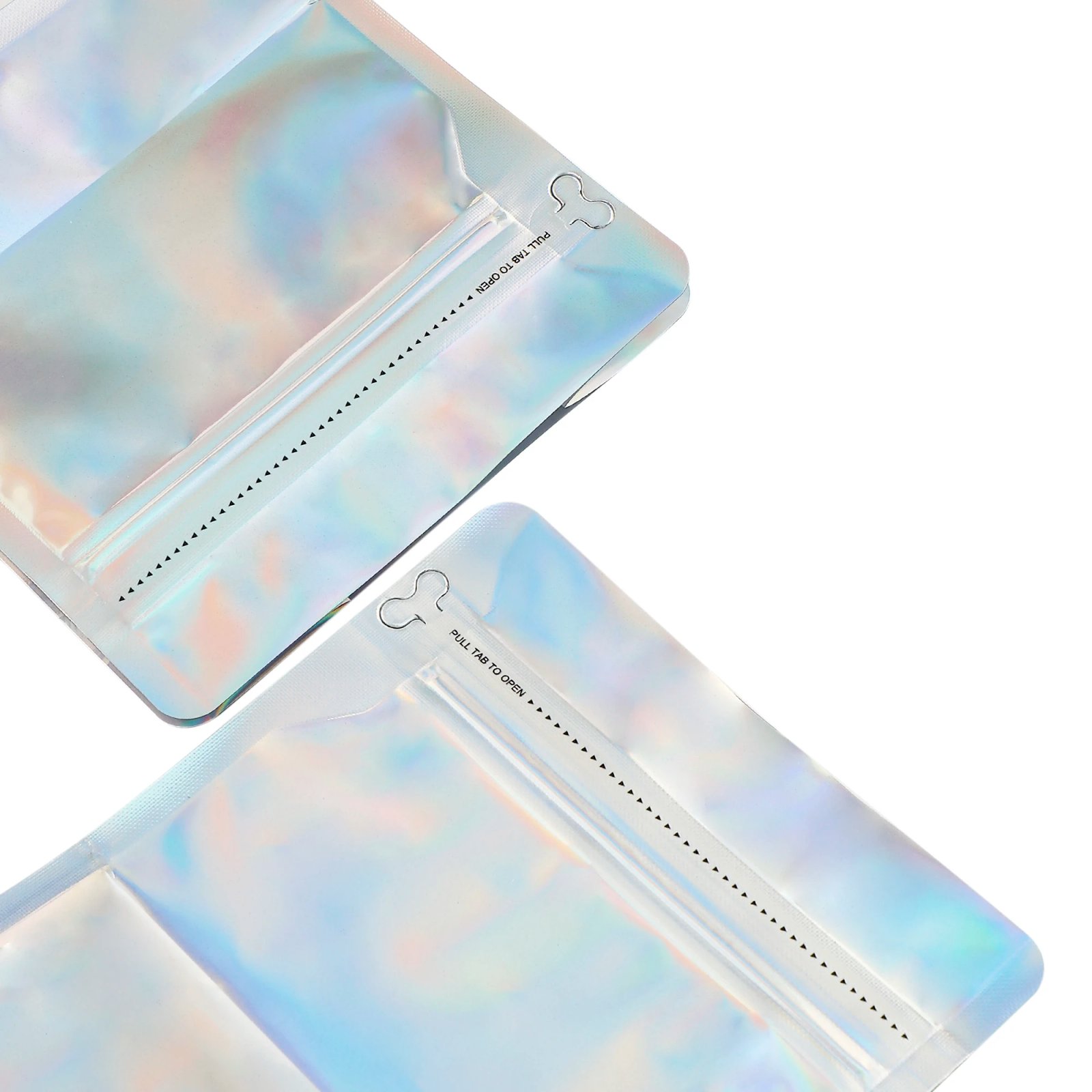 50pcs Aluminum Foil Eight-sided Coffee Mylar Packaging Doypack Reusable Glossy Holographic Silver Stand Up Zip Lock Pouches