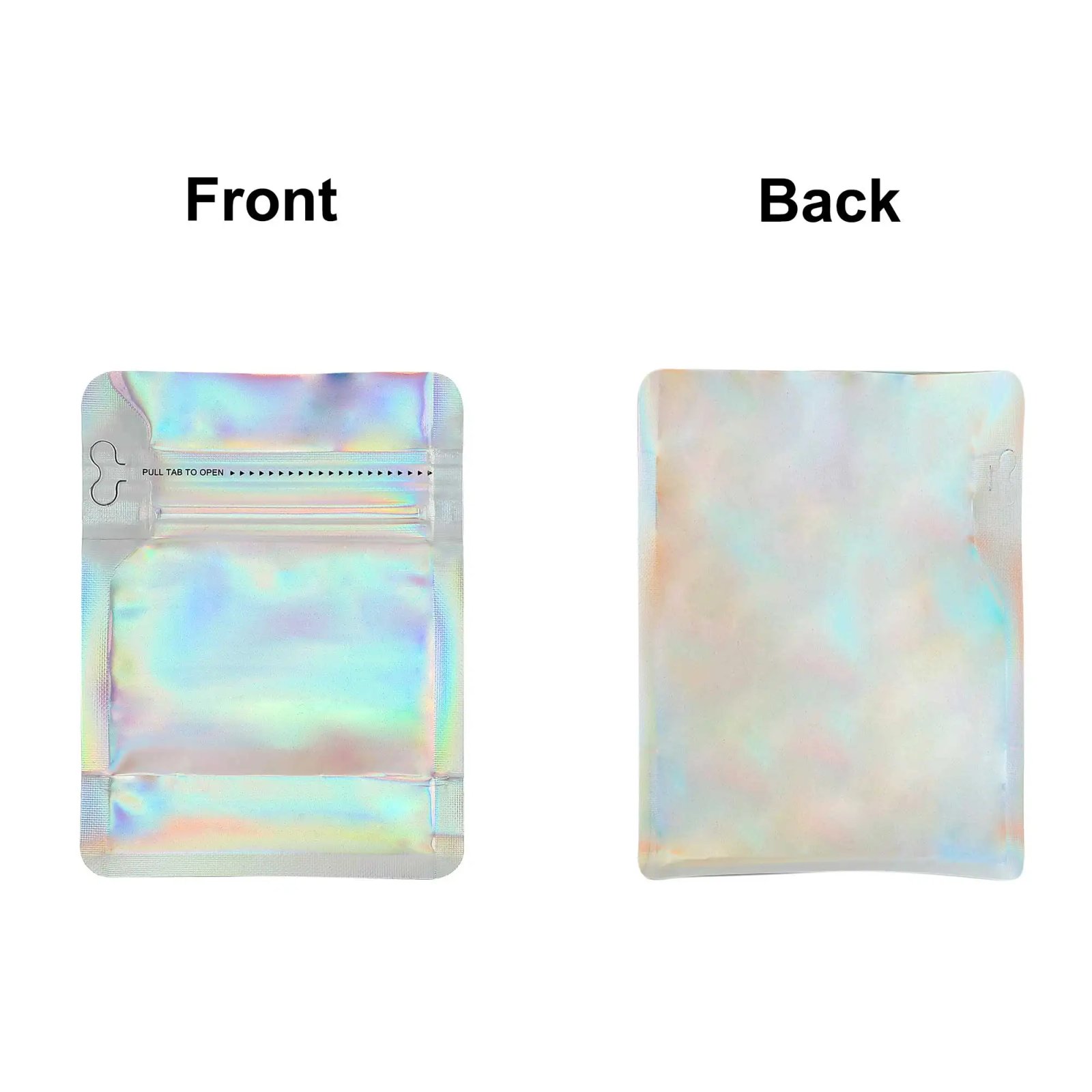 50pcs Aluminum Foil Eight-sided Coffee Mylar Packaging Doypack Reusable Glossy Holographic Silver Stand Up Zip Lock Pouches