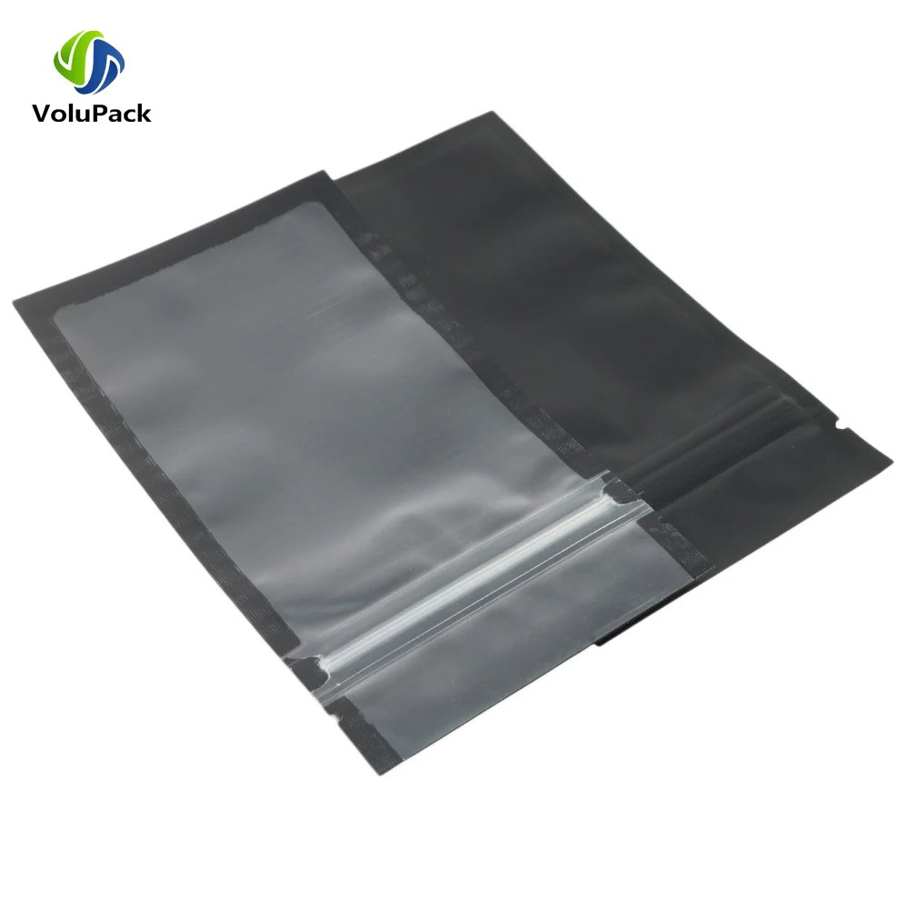 Heat Sealable Flat Plastic Mylar Packaging Bags Reusable Eco-friendly Zipper Matte Black Zip Lock Pouch With Frosted Window Heat Sealable Flat Plastic Mylar Packaging Bags Reusable Eco-friendly Zipper Matte Black Zip Lock Pouch With Frosted Window