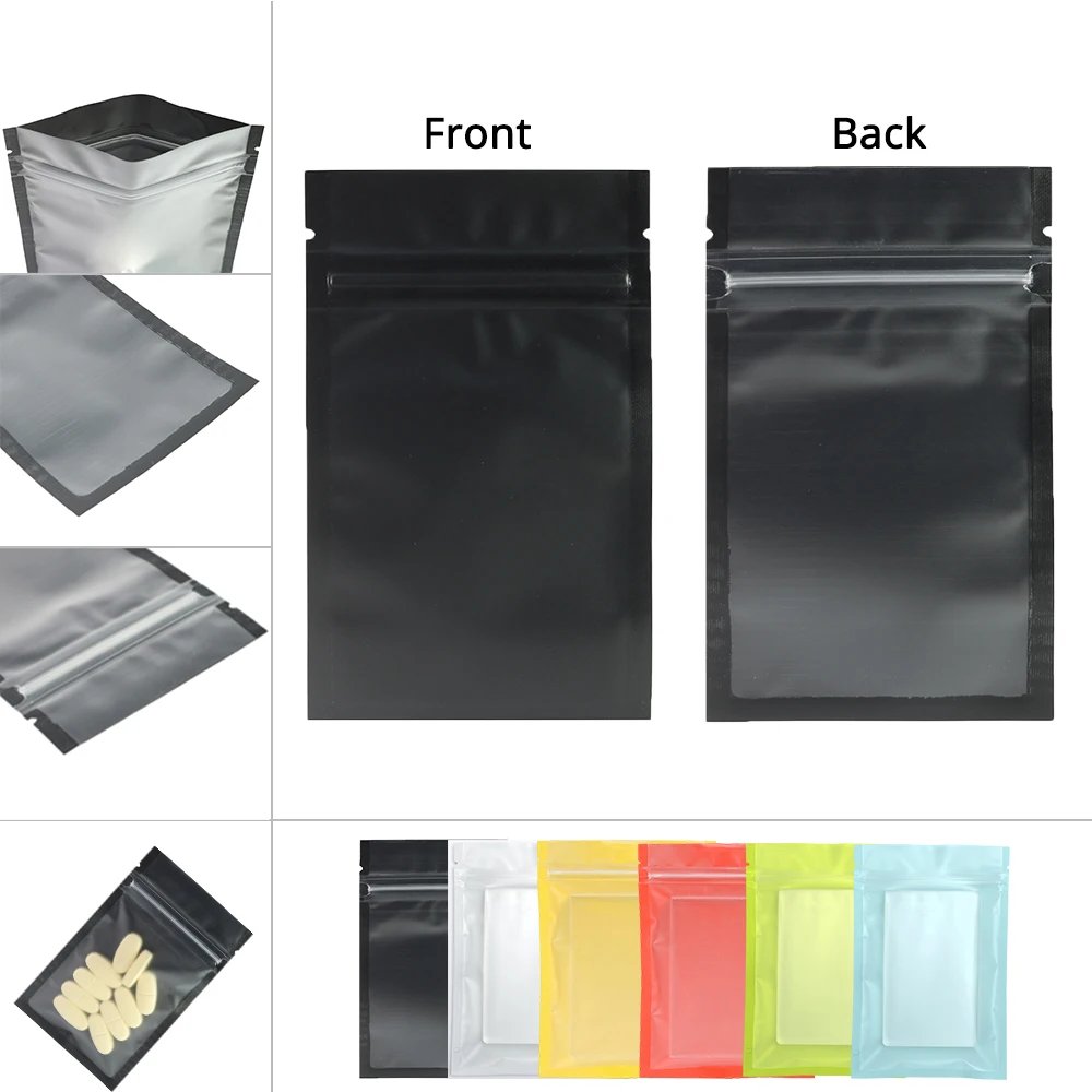 Heat Sealable Flat Plastic Mylar Packaging Bags Reusable Eco-friendly Zipper Matte Black Zip Lock Pouch With Frosted Window Heat Sealable Flat Plastic Mylar Packaging Bags Reusable Eco-friendly Zipper Matte Black Zip Lock Pouch With Frosted Window