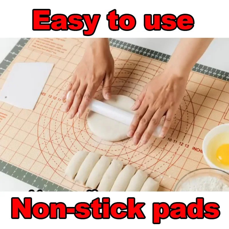 katbite 26.1''x16.02'' Silicone Pastry Mat with scale, Non-Slip Dough Rolling Mat, Non-Stick, Heat Resistant Baking Tools