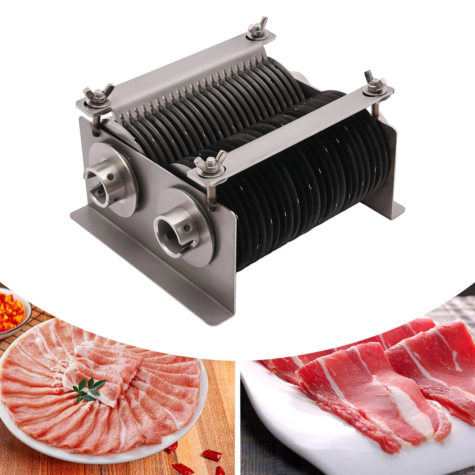 Stainless Steel Meat Slicer Knife, 5mm Cutting Thickness, Manual Operation, 500kg/1102.3lbs/h Efficiency, Easy to Clean and Asse