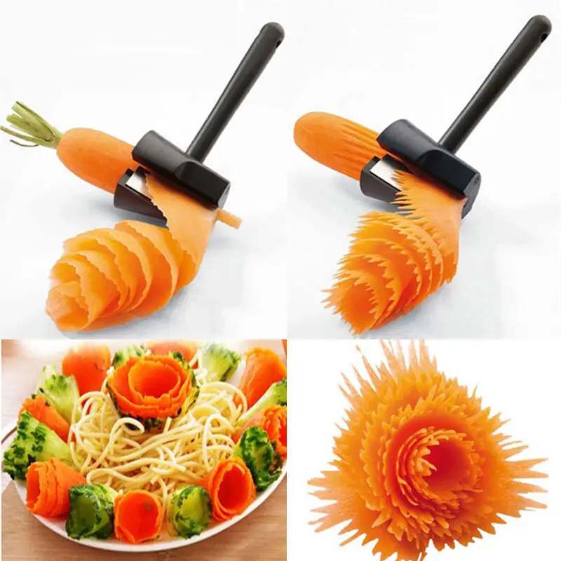 Vegetable Fruit Cutter Household Spiral Funnel Flower Shredder Peeler Artifact Portable Fast Carrot Cutter Slicer Spiral Cutter