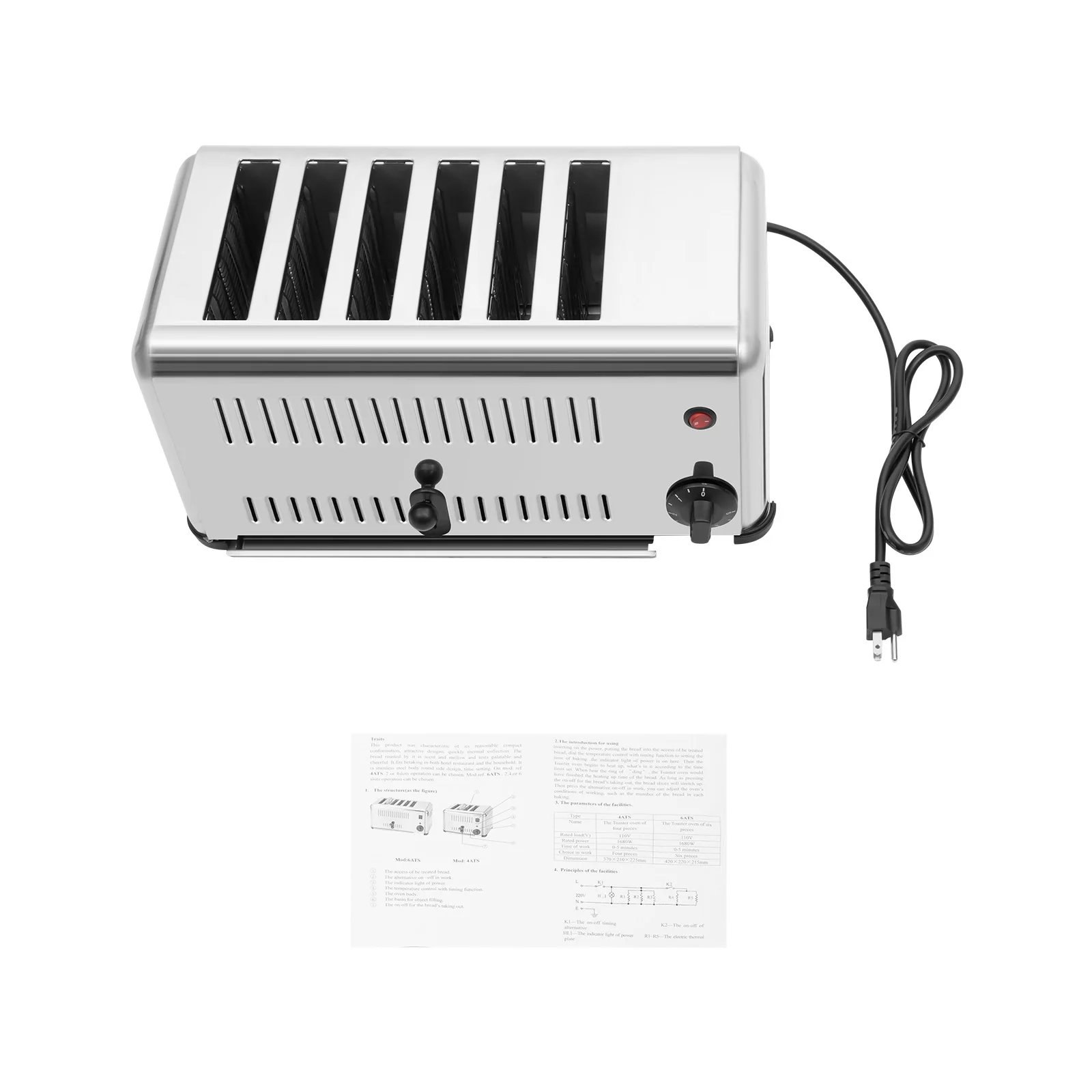 Breakfast Silver Toaster Home Stainless Steel Bread Baking Machine with Timing Function Commercial Bread Maker Machine for Home